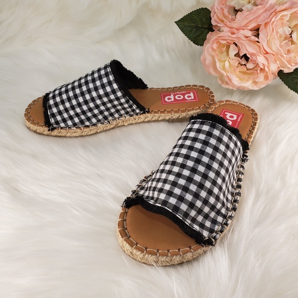 NWOT POP COMFORT FIT INDO FLAT SLIDES SIZE 6.5M - Picture 1 of 8